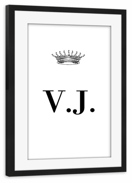 Poster mit Rahmen schwarz "Queen VJ" artboxONE - Schwarzweiß,Buchstaben
