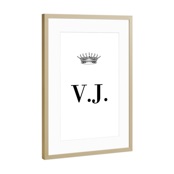 Poster mit Rahmen Gold "Queen VJ" artboxONE - Schwarzweiß,Buchstaben