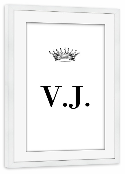 Poster mit Rahmen weiß "Queen VJ" artboxONE - Schwarzweiß,Buchstaben