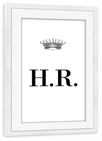 Poster mit Rahmen weiß "Queen HR" artboxONE - Schwarzweiß,Buchstaben
