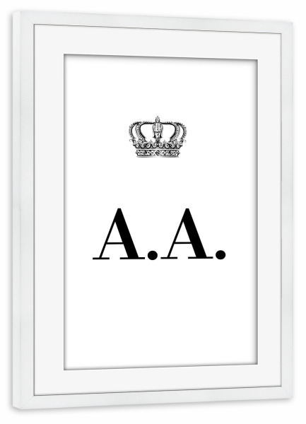Poster mit Rahmen weiß "King AA" artboxONE - Schwarzweiß,Buchstaben