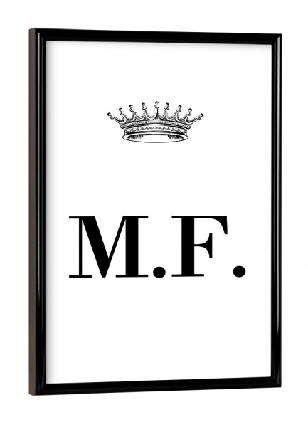 Poster mit schwarzem Rahmen "Queen MF" artboxONE - Schwarzweiß,Buchstaben