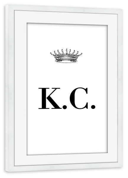 Poster mit Rahmen weiß "Queen KC" artboxONE - Schwarzweiß,Buchstaben