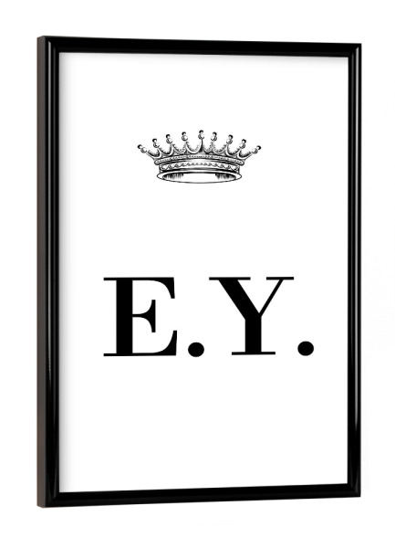 Poster mit schwarzem Rahmen "Queen EY" artboxONE - Schwarzweiß,Buchstaben
