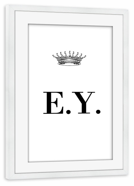 Poster mit Rahmen weiß "Queen EY" artboxONE - Schwarzweiß,Buchstaben