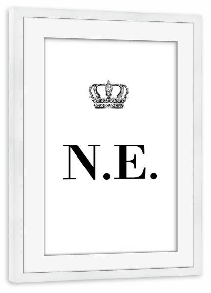 Poster mit Rahmen weiß "King NE" artboxONE - Schwarzweiß,Buchstaben