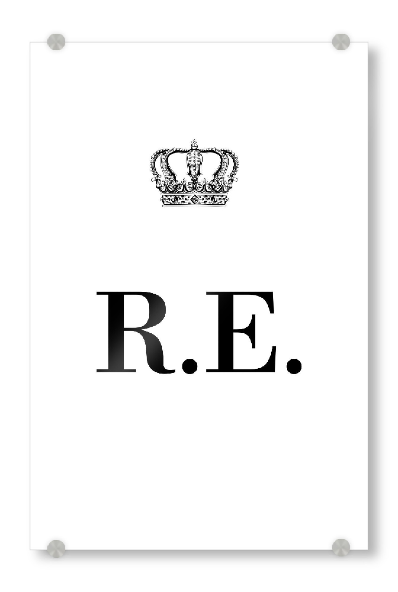 Acrylglasbild "King RE" artboxONE - Schwarzweiß,Buchstaben