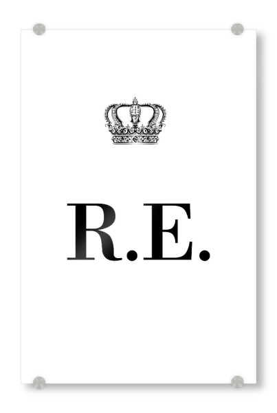 Acrylglasbild "King RE" artboxONE - Schwarzweiß,Buchstaben