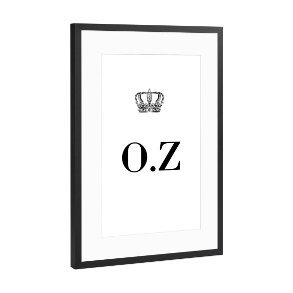 Poster mit Rahmen Schwarz (Metallic) "King OZ" artboxONE - Schwarzweiß,Buchstaben
