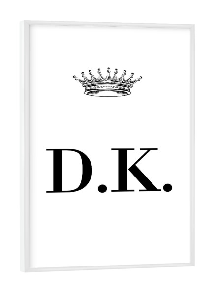 Poster mit weißem Rahmen "Queen DK" artboxONE - Schwarzweiß,Buchstaben