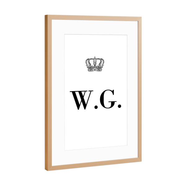 Poster mit Rahmen Kupfer "King WG" artboxONE - Schwarzweiß,Buchstaben