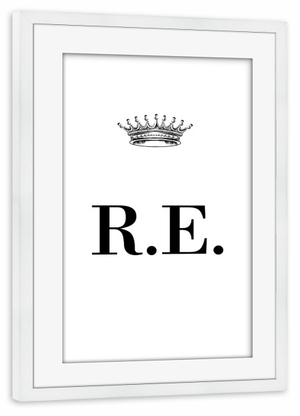 Poster mit Rahmen weiß "Queen RE" artboxONE - Schwarzweiß,Buchstaben