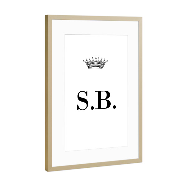 Poster mit Rahmen Gold "Queen SB" artboxONE - Schwarzweiß,Buchstaben