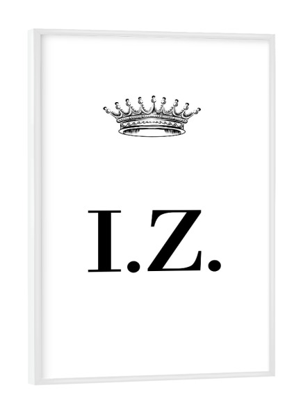 Poster mit weißem Rahmen "Queen IZ" artboxONE - Schwarzweiß,Buchstaben