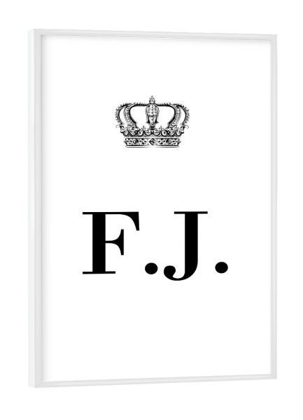 Poster mit weißem Rahmen "King FJ" artboxONE - Schwarzweiß,Buchstaben