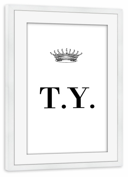 Poster mit Rahmen weiß "Queen TY" artboxONE - Schwarzweiß,Buchstaben
