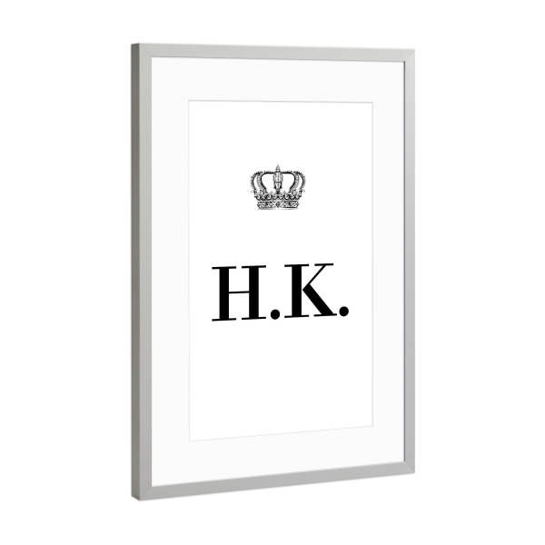 Poster mit Rahmen Silber "King HK" artboxONE - Schwarzweiß,Buchstaben