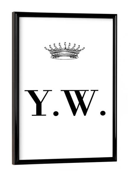 Poster mit schwarzem Rahmen "Queen YW" artboxONE - Schwarzweiß,Buchstaben