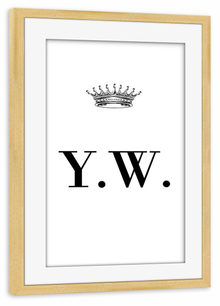 Poster mit Rahmen kiefer "Queen YW" artboxONE - Schwarzweiß,Buchstaben