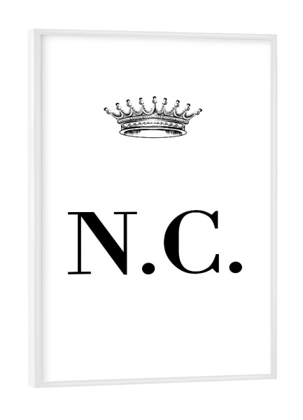 Poster mit weißem Rahmen "Queen NC" artboxONE - Schwarzweiß,Buchstaben