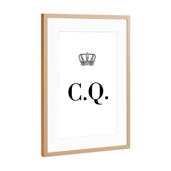 Poster mit Rahmen Kupfer "King CQ" artboxONE - Schwarzweiß,Buchstaben