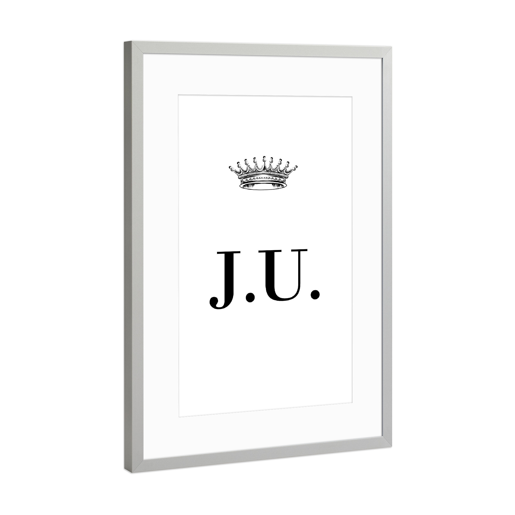 Poster mit Rahmen Silber "Queen JU" artboxONE - Schwarzweiß,Buchstaben