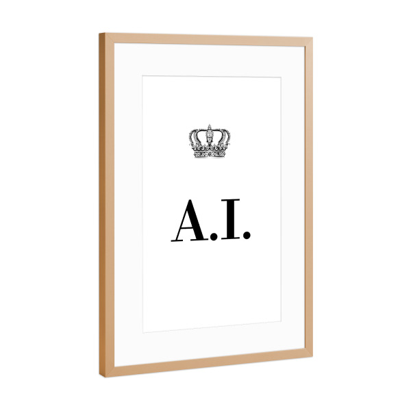 Poster mit Rahmen Kupfer "King AI" artboxONE - Schwarzweiß,Buchstaben
