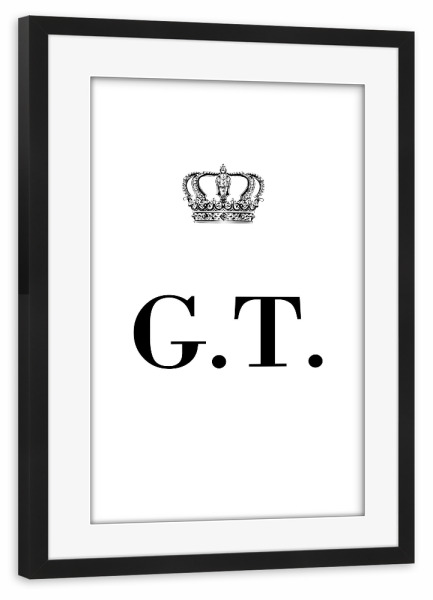 Poster mit Rahmen schwarz "King GT" artboxONE - Schwarzweiß,Buchstaben