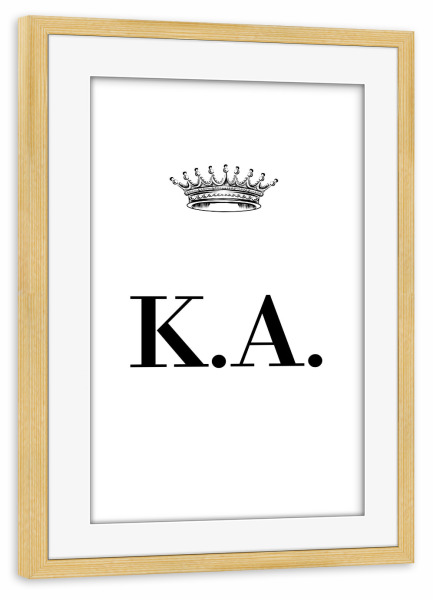 Poster mit Rahmen kiefer "Queen KA" artboxONE - Schwarzweiß,Buchstaben