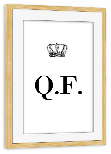 Poster mit Rahmen kiefer "King QF" artboxONE - Schwarzweiß,Buchstaben