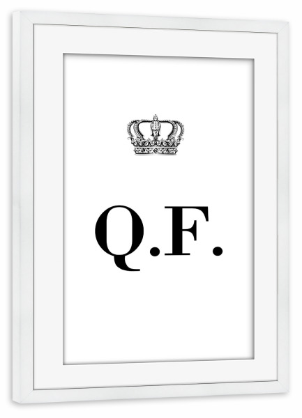 Poster mit Rahmen weiß "King QF" artboxONE - Schwarzweiß,Buchstaben