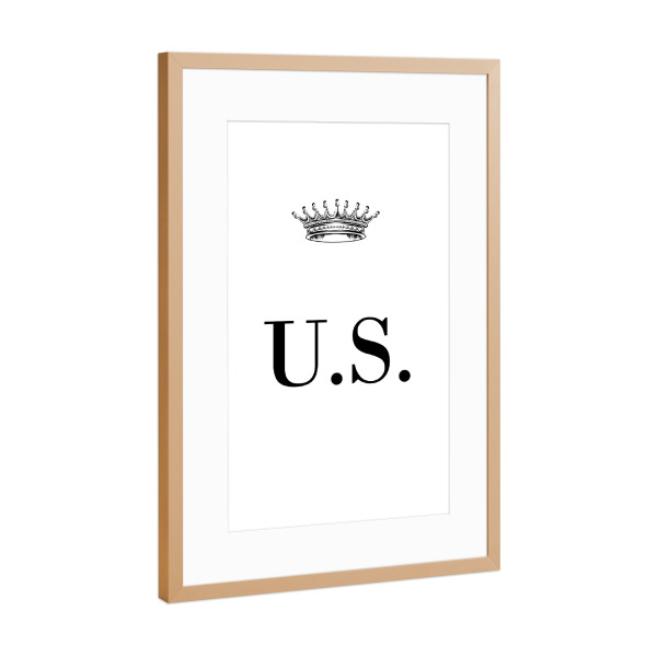 Poster mit Rahmen Kupfer "Queen US" artboxONE - Schwarzweiß,Buchstaben