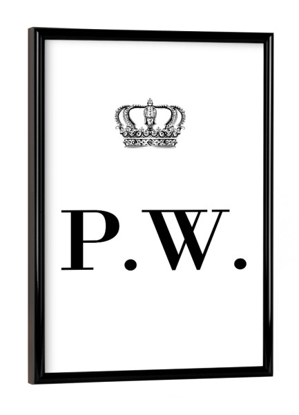 Poster mit schwarzem Rahmen "King PW" artboxONE - Schwarzweiß,Buchstaben