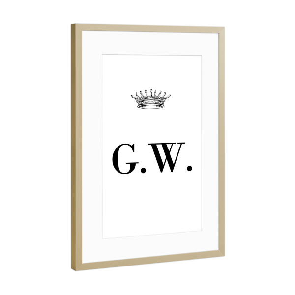 Poster mit Rahmen Gold "Queen GW" artboxONE - Schwarzweiß,Buchstaben
