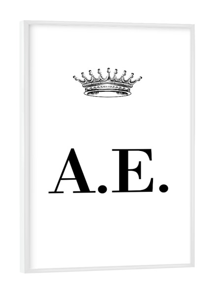 Poster mit weißem Rahmen "Queen AE" artboxONE - Schwarzweiß,Buchstaben