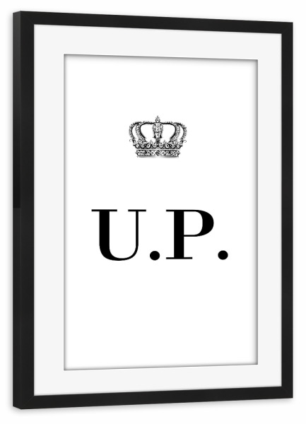 Poster mit Rahmen schwarz "King UP" artboxONE - Schwarzweiß,Buchstaben