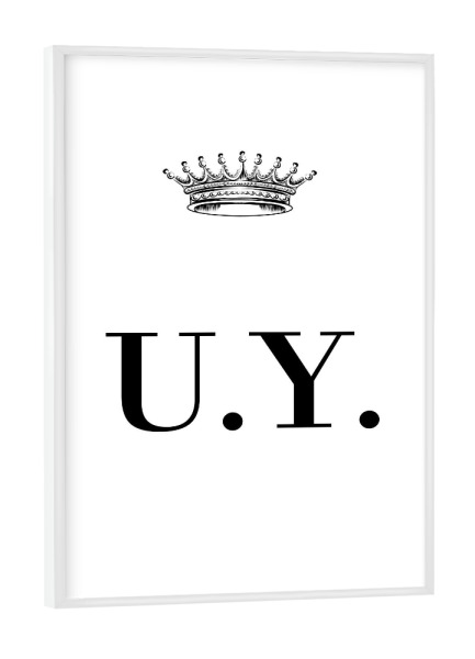 Poster mit weißem Rahmen "Queen UY" artboxONE - Schwarzweiß,Buchstaben