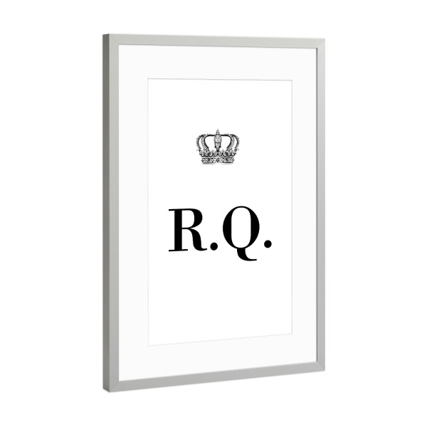 Poster mit Rahmen Silber "King RQ" artboxONE - Schwarzweiß,Buchstaben