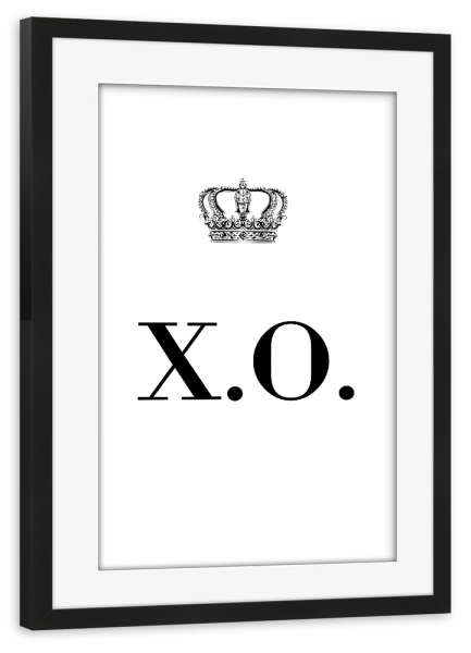 Poster mit Rahmen schwarz "King XO" artboxONE - Schwarzweiß,Buchstaben