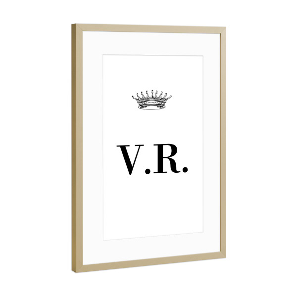 Poster mit Rahmen Gold "Queen VR" artboxONE - Schwarzweiß,Buchstaben