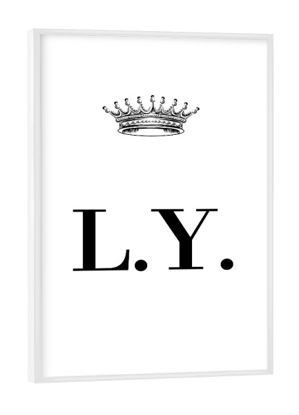 Poster mit weißem Rahmen "Queen LY" artboxONE - Schwarzweiß,Buchstaben