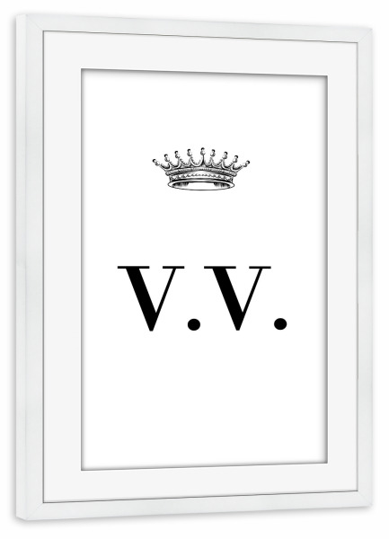 Poster mit Rahmen weiß "Queen VV" artboxONE - Schwarzweiß,Buchstaben