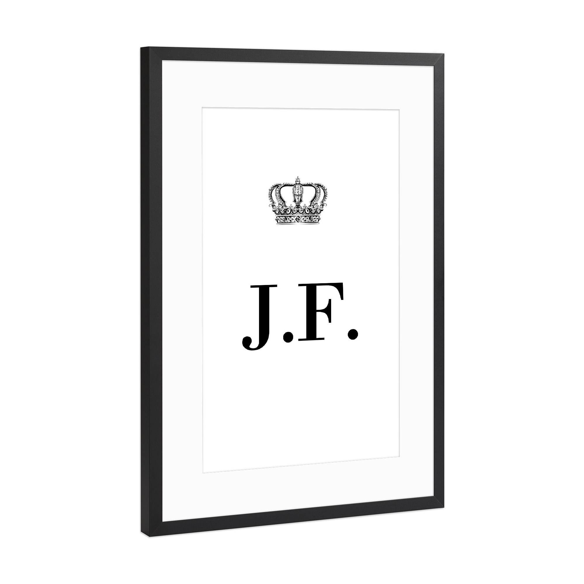 Poster mit Rahmen Schwarz (Metallic) "King JF" artboxONE - Schwarzweiß,Buchstaben