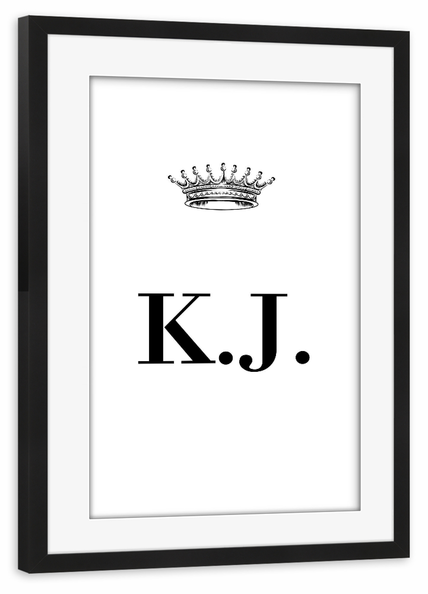 Poster mit Rahmen schwarz "Queen KJ" artboxONE - Schwarzweiß,Buchstaben