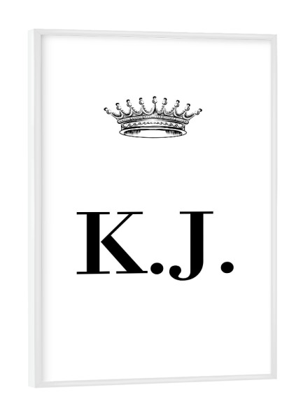 Poster mit weißem Rahmen "Queen KJ" artboxONE - Schwarzweiß,Buchstaben