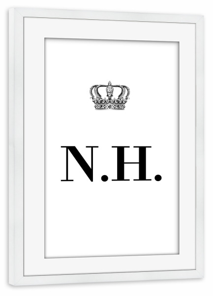 Poster mit Rahmen weiß "King NH" artboxONE - Schwarzweiß,Buchstaben