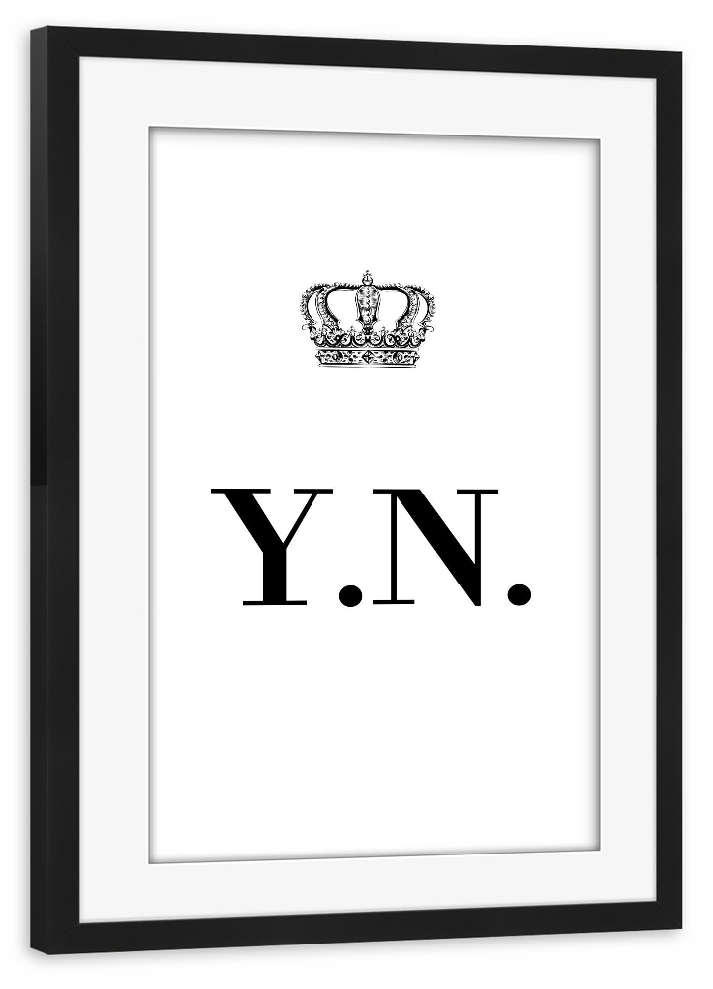 Poster mit Rahmen schwarz "King YN" artboxONE - Schwarzweiß,Buchstaben