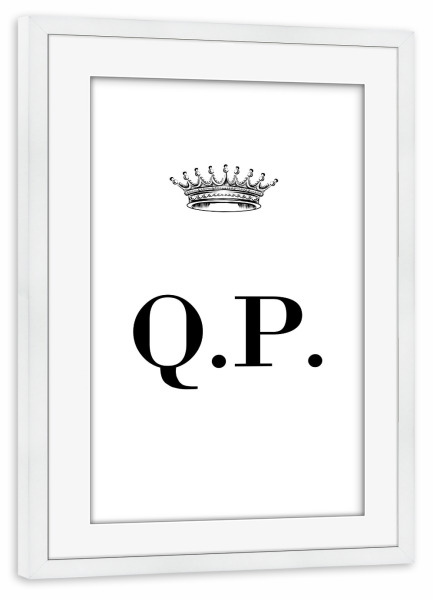 Poster mit Rahmen weiß "Queen QP" artboxONE - Schwarzweiß,Buchstaben
