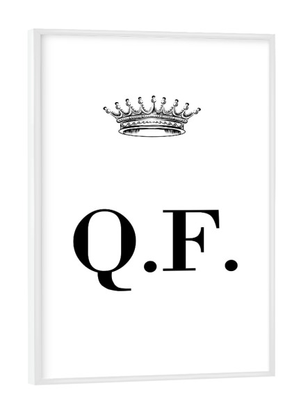 Poster mit weißem Rahmen "Queen QF" artboxONE - Schwarzweiß,Buchstaben
