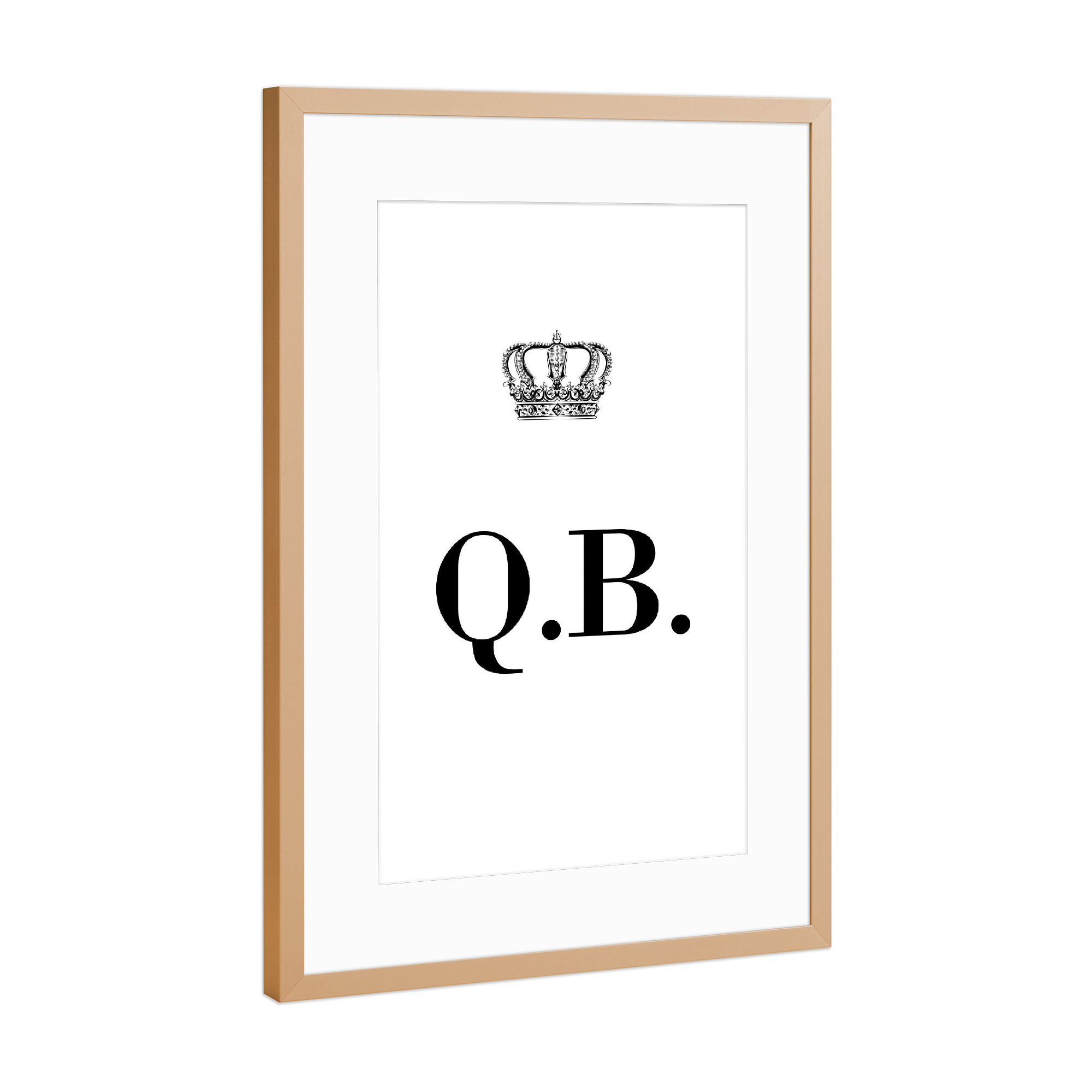 Poster mit Rahmen Kupfer "King QB" artboxONE - Schwarzweiß,Buchstaben